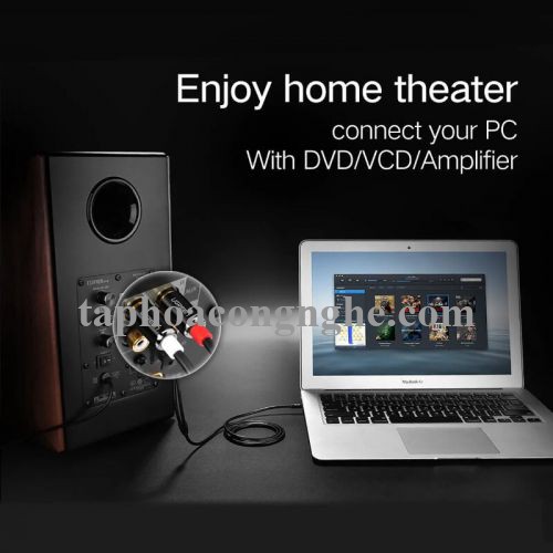 Ugreen 10591 5M màu Đen Cáp âm thanh 2 đầu Bông sen sang 3.5mm Dương mạ vàng AV116 30010591